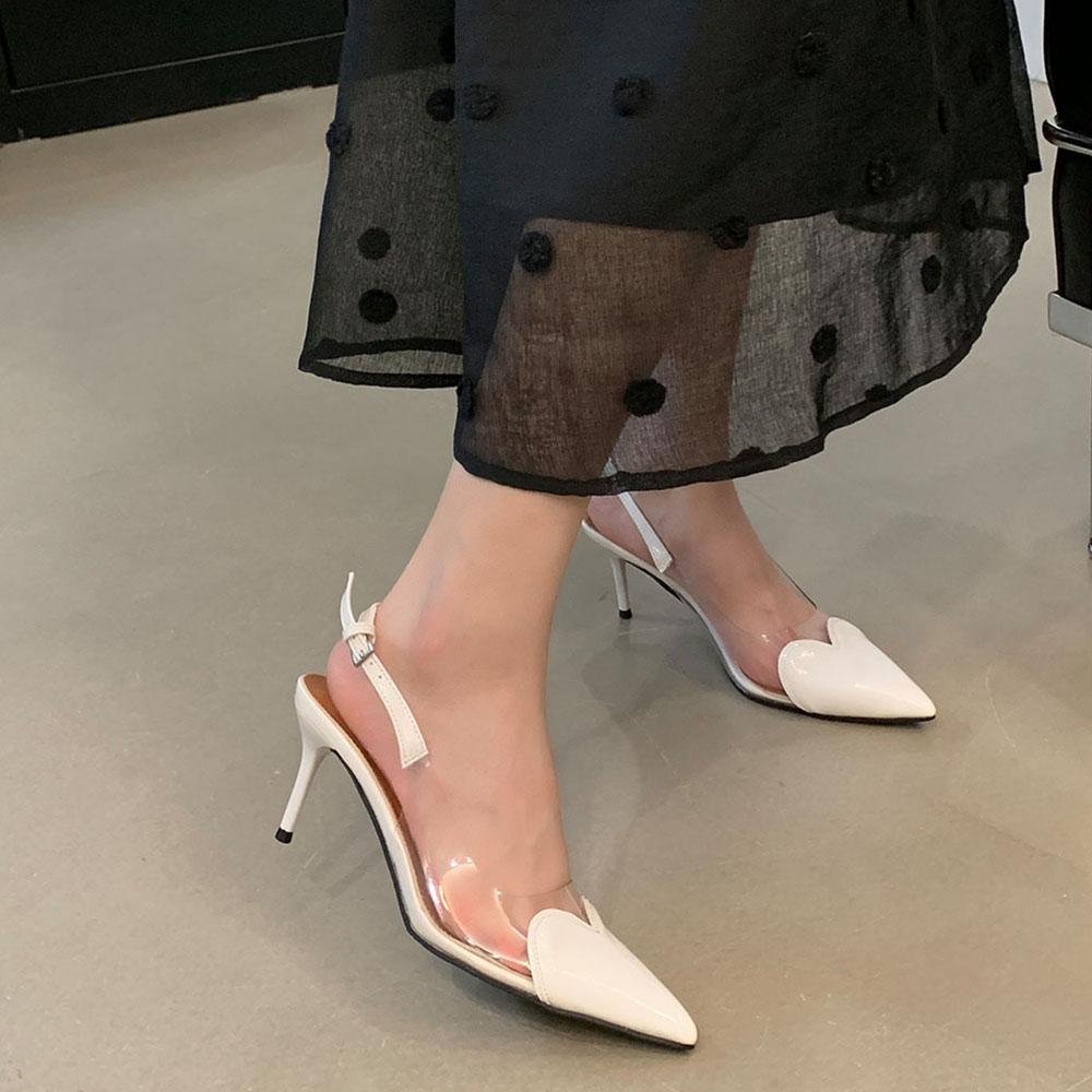 

Новые босоножки с острым носком и прозрачным сердечком на высоком каблуке Летние сексуальные босоножки на тонком каблуке Шикарные босоножки-лодочки Женская обувь для вечеринок 38