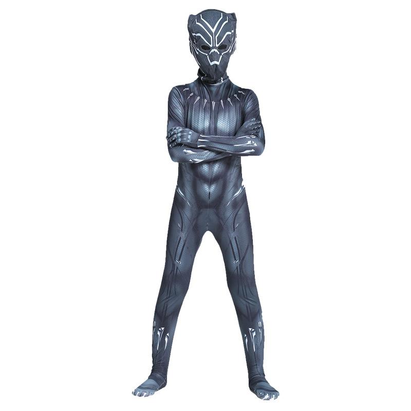 Halloween Costume Cosplay Anime Kids Male Black Panther Wolverine Marvel Hero Stage Show Muscle Suit