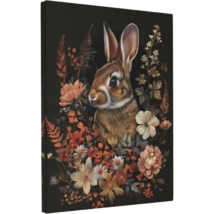 Ewzoet Funny Rabbit Vintage Gothic Bunny With Flowers In Bathtub Bathroom Wall Art Decor Picture Prints Paintings Black And White Farmhouse Animals
