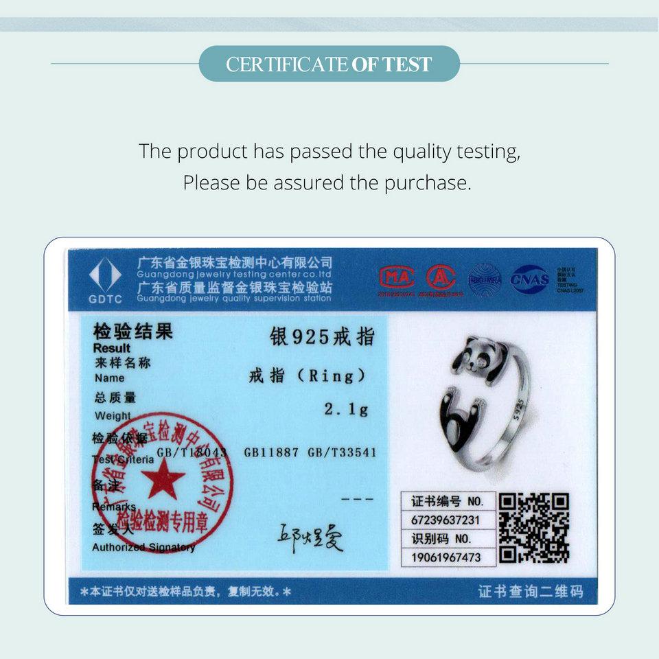 WOSTU 925 Sterling Silver Black&White Panda Open Rings Women Unique Jewelry Cute Chinese Pandas Animal Ring Girl Birthday Gift