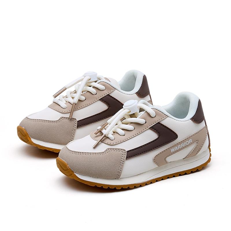 Warrior Stylish Simple Trendy Versatile Easy On And Off Slip Resistant Durable Support Low Top Running Shoes Kids Sneaker Mica-Khaki-Brown WZ-B840T01