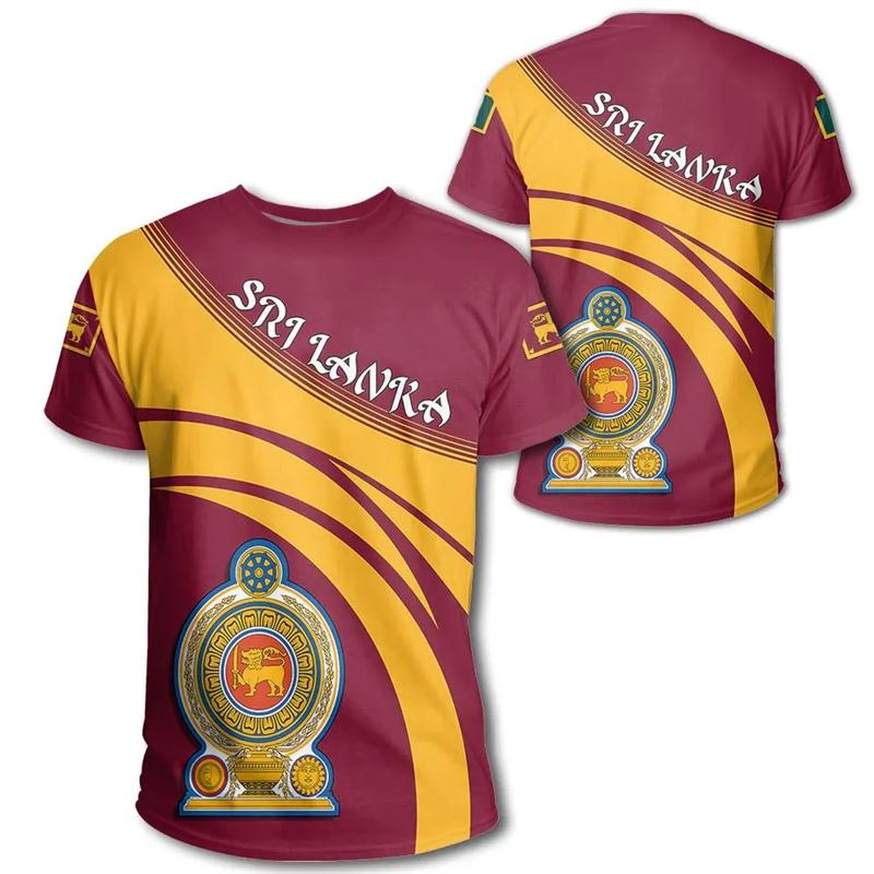 New 3D Printed Sri Lanka Flag T Shirt Men Street Coat Of Arms Graphics T-shirt Round Neck Short Sleeves Gym Fitness Tees Tops