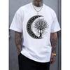 Plus Size Men'S T-Shirt with Tree And Crescent Moon Pattern Comfortable Casual Short-Sleeved T-Shirt for Summer