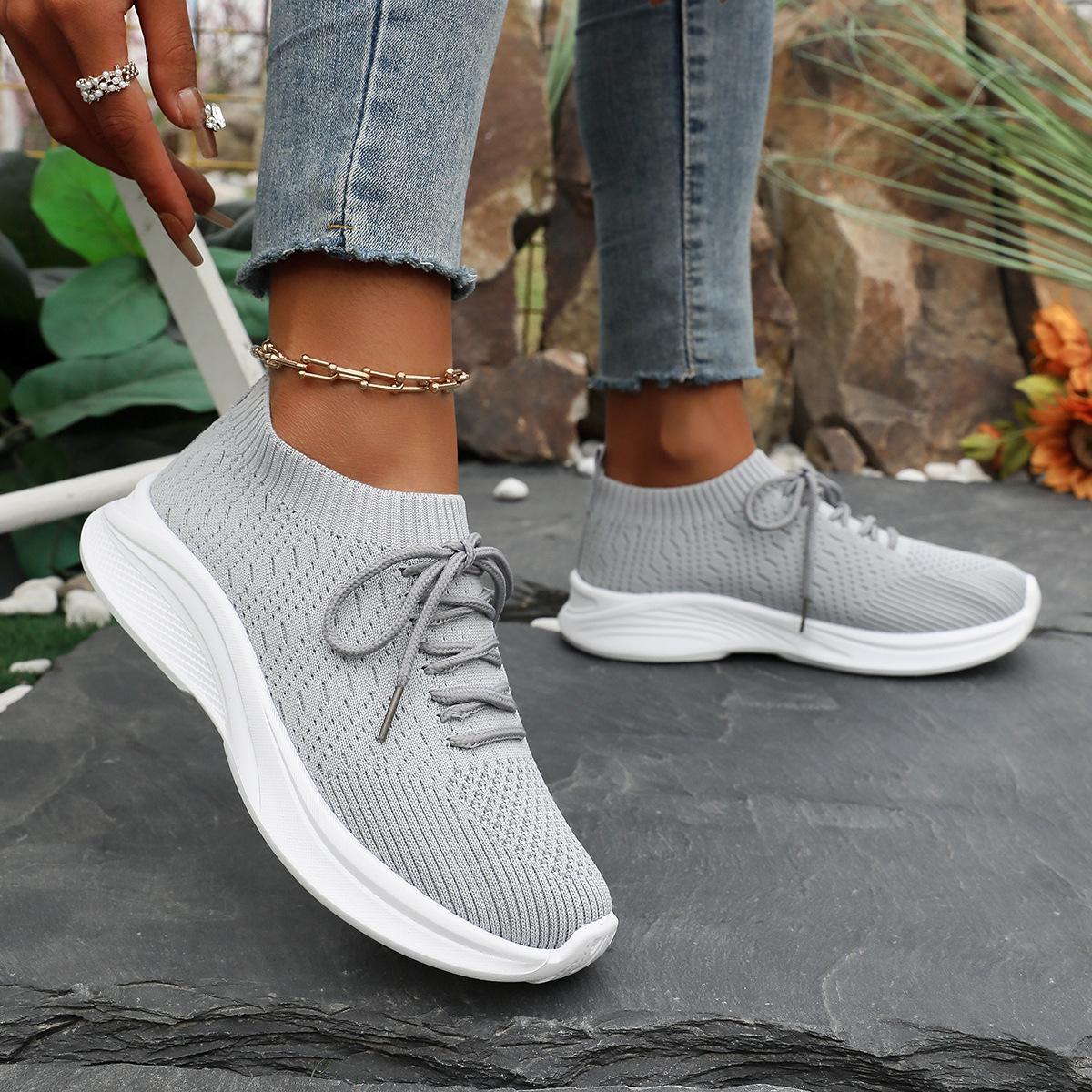 

Large size summer new European and American fly-woven round head muffin sole single shoes 43