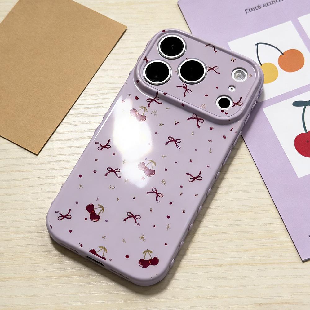 

Dark Red Bow Cherry iPhone 17/17 Pro Case - Drop-Proof & Protective for Apple 16/15 iPhone 12 Pro