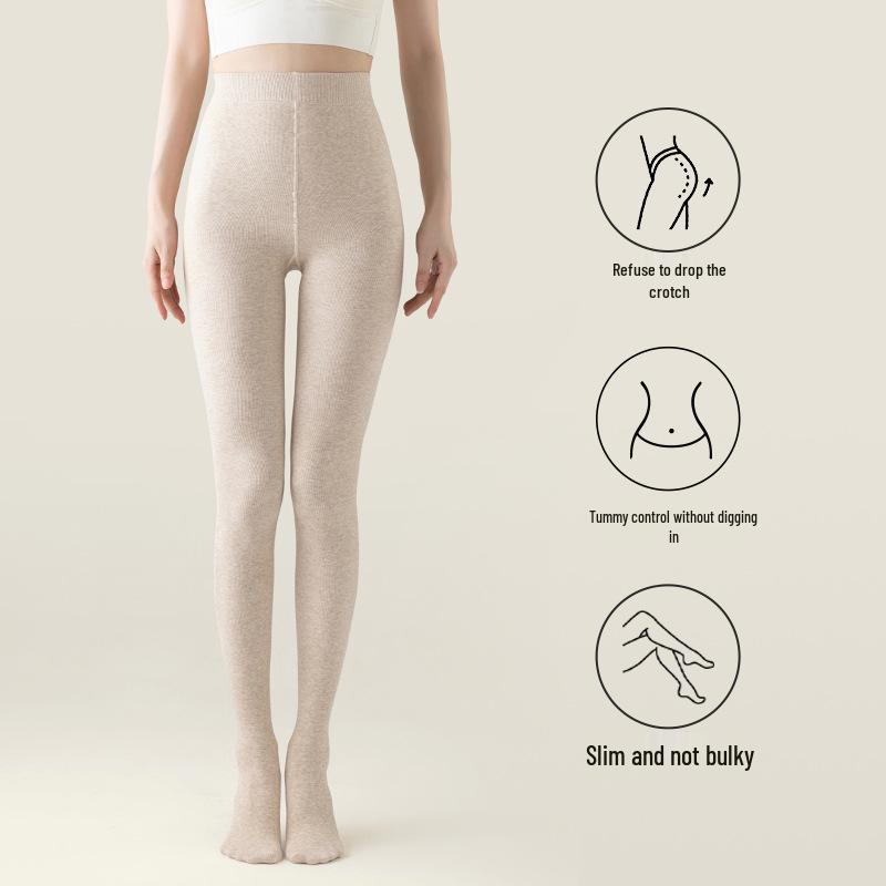 Extra Long Ribbed Dark Grey Leggings for Tall Women - Winter Fleece Lined Cotton Stripes