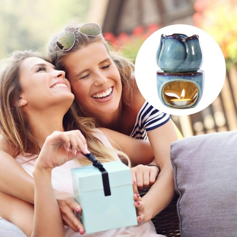 Tulip Shape Ceramic Oil Diffuser Exquisite Wax Melt Burners Essential Oil Burner  Office