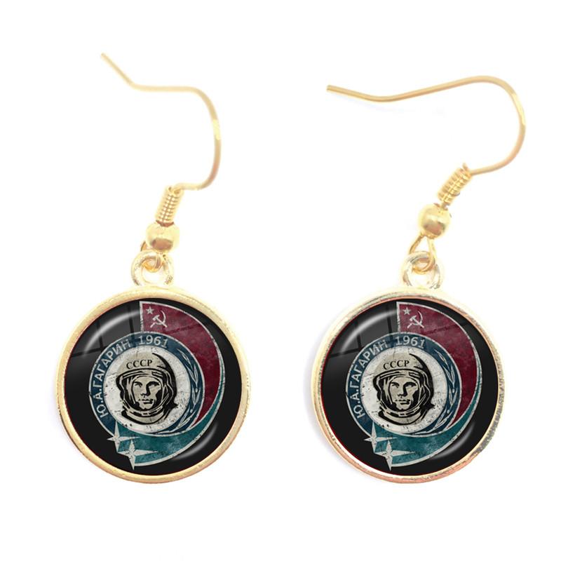 Soviet USSR Stalin Lenin Drop Earrings Classic Red Star Hammer Sickle Communism Emblem CCCP Glass Cabochon Ear Jewelry For Women