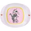 [R0647] - Assiette bébé mélamine 'Saperlipopette' rose (chien Vivienne) - 16. 5x13. 5x4. 2 cm