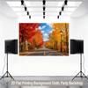 2D Flat Surface 1 Piece Autumn Roadside Backdrop with Lush Foliage Banner Suitable for Parties