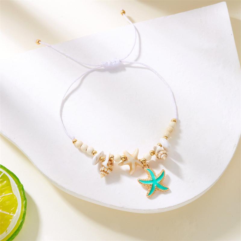 Bohemian Starfish Shell Beaded Bracelet With Electroplated Zinc Alloy For Summer Beach Vacation Gift