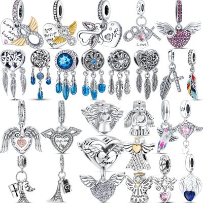 Sterling r Dromvanger Veren Vleugel Hart Camera Engel Zoete Kralen Passend Originele Bedels Armband Dames Sieraden