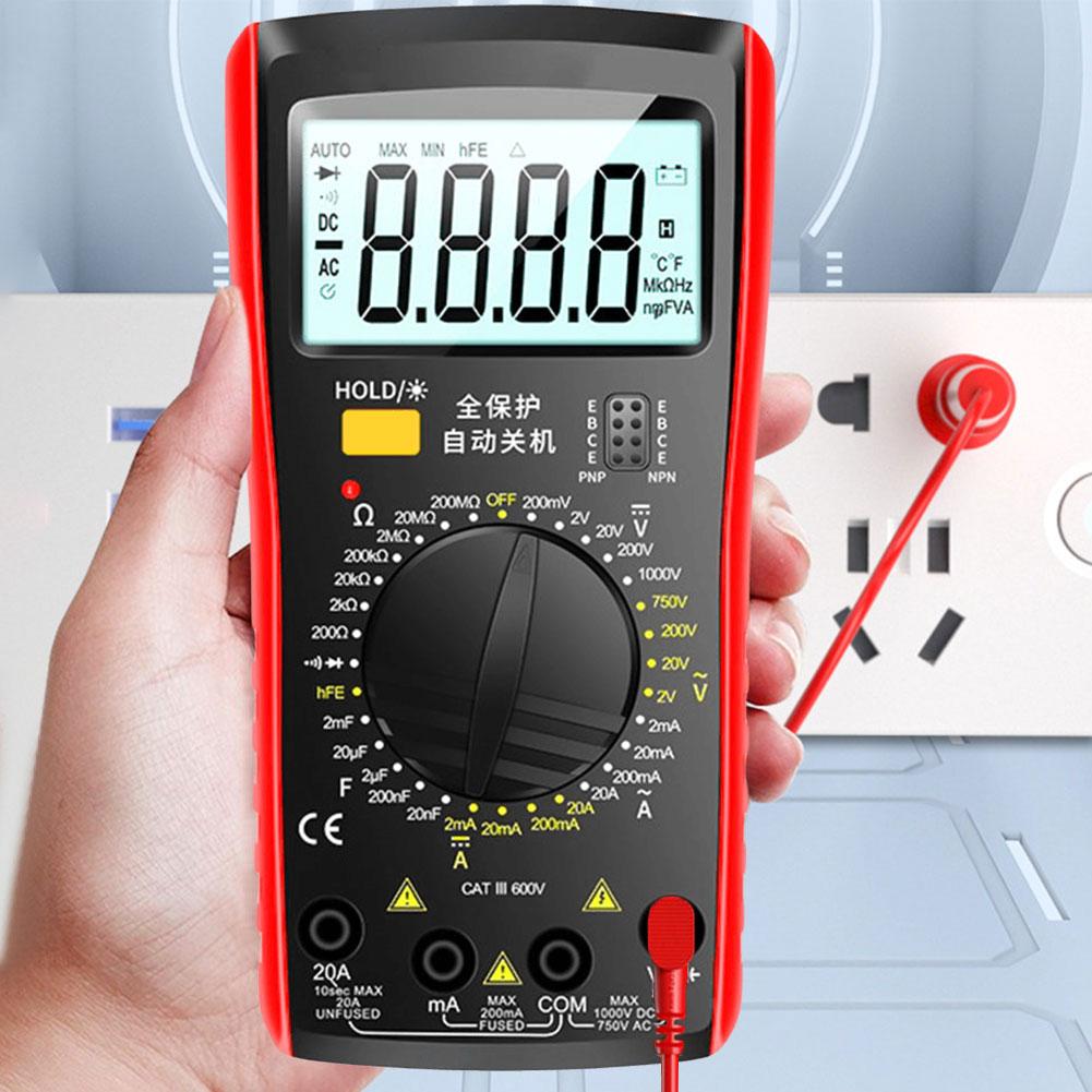 Digital Multimeter 1999 Counts Voltage Current Resistance Capacitance Diode Tester with 360 Degree Dial and Large Display
