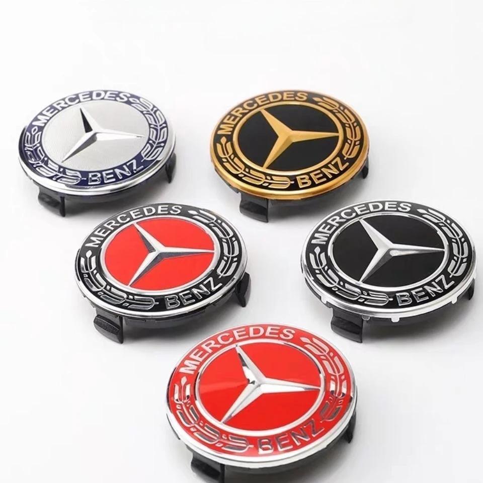4PCS 75mm Wheel Center Hub Caps Cover for Mercedes-Benz B/C/E/S Class C200L GLC CLA Decorative Accessories Car Wheel Hub Cover