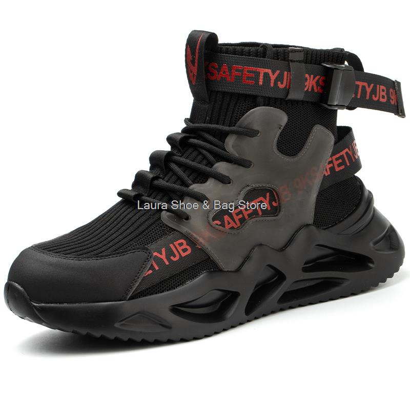 Fashion men safety shoes fashion work sneakers steel toe puncture proof work safety boots men's working shoes kevlar security boots male