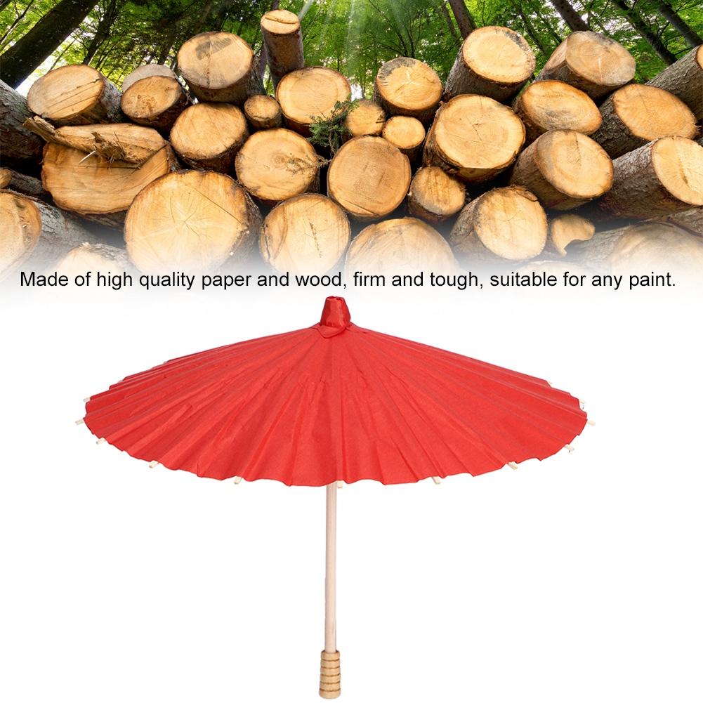 White Blank Paper Umbrella Colorful Oil Paper Umbrella for Kids DIY Painting Craft(Red)
