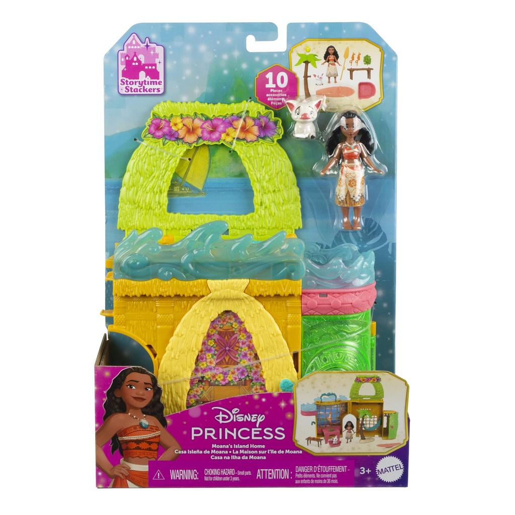 Mattel Disney Princess Moana and the Castle Castle Mini Dolls House Play Set with Mini Dolls Ages Orange JDP58 (Stackable Series! Doll) Dress-up & 3+