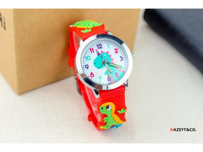 Fashionable 3D Silicone Dinosaur Quartz Watch for Kids - Cute Cartoon Animal Design