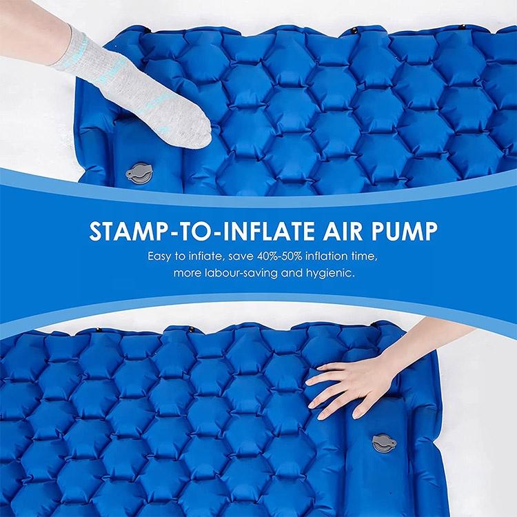 Camping Sleeping Pad Ultralight Camping Mat with Pillow Built-in Foot Pump Inflatable Sleeping Pads for Camping