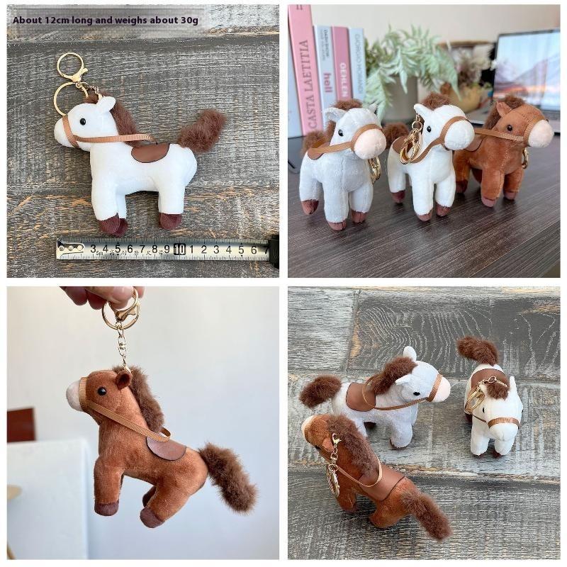 Niedliches Reins Pferd Mini Anhänger Schlüsselanhänger Plüschtier Kawaii Lebensechtes Tier Simulation Stoffpuppe Taschenanhänger Freund Kind Geschenk