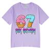 Six Seven 67 Funny Ice Cream Meme Cartoon T Shirts Unisex Women Clothing Fashion Harajuku Summer Cotton Casual Short Sleeve Tshirt