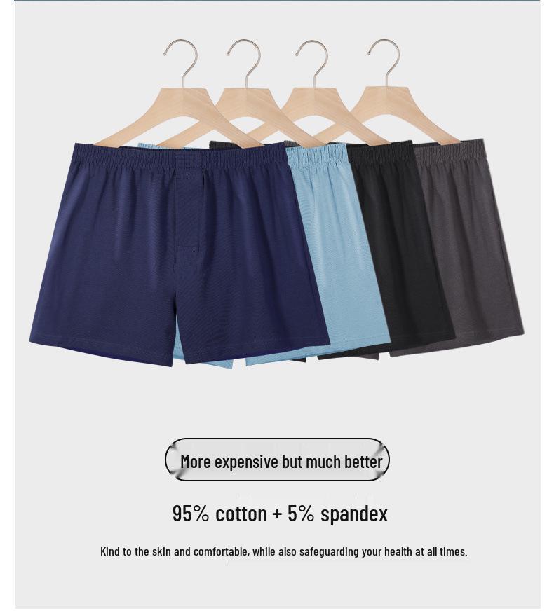 Plus Size Men's Cotton Boxer Briefs - Loose Fit Square Leg Shorts