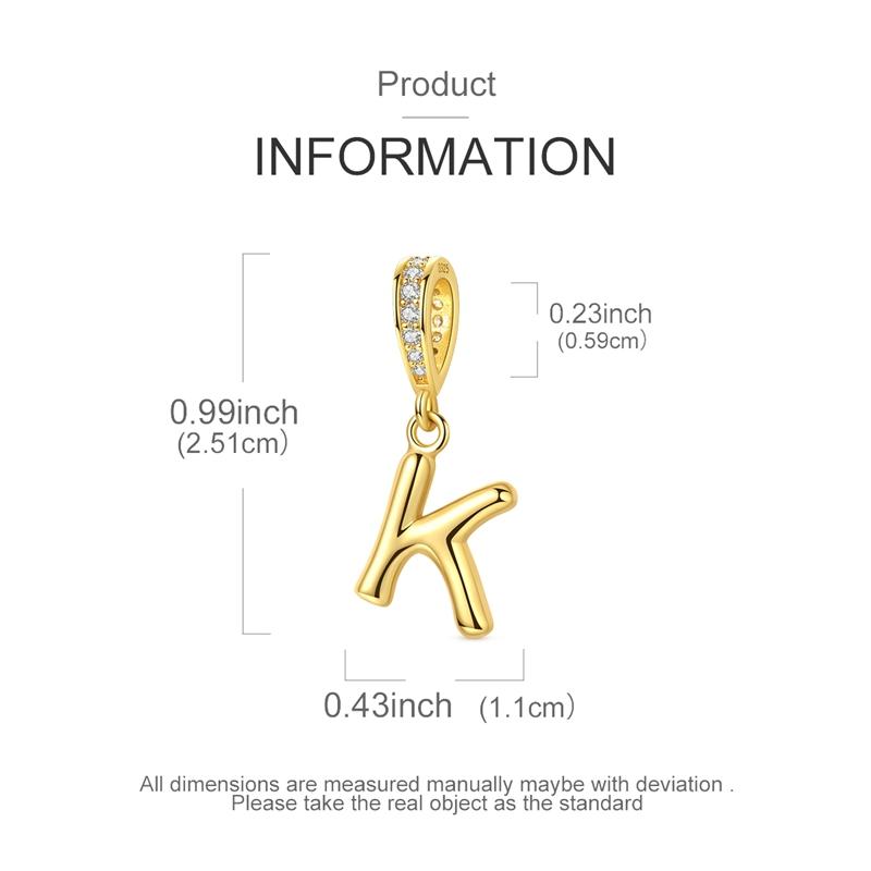 Copper Golden Letter K Charms Fit Original Bracelet Making Gift For Woman Jewelry Diy Fashion Pendant