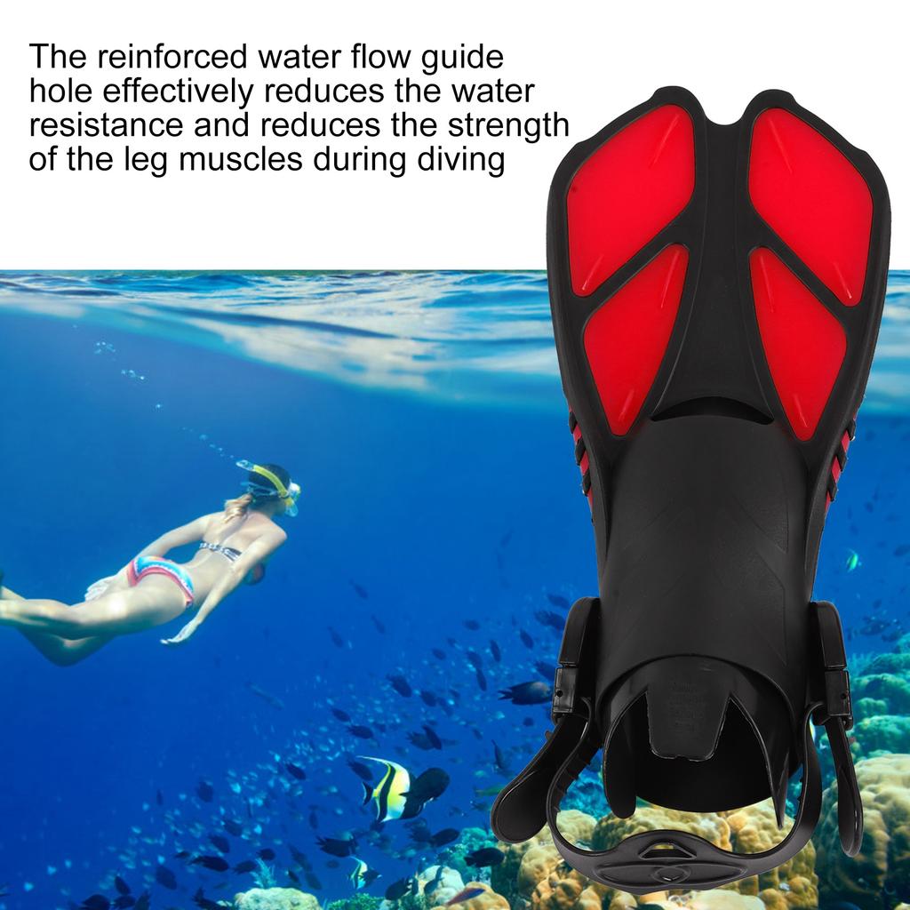 1 Pair Adjustable Swim Fins Soft TPR Open Heel Long Diving Flippers for Snorkeling