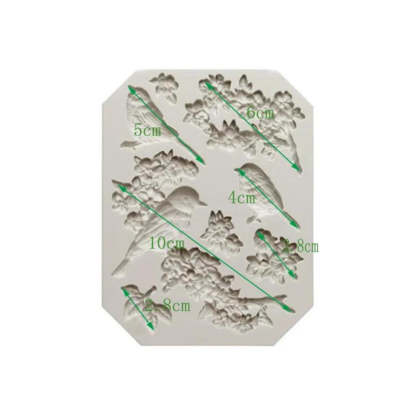 Tårtform Skata Fågel Rosblad Formning Silikonform Socker Tårta Bakverktyg Epoxihartsformar