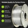 Metallic Silk Filament 1.75mm Silver PLA for 3D Printer, 1kg Spool Beginner Friendly Shiny Filament, Neatly Wound DIY Models Printing