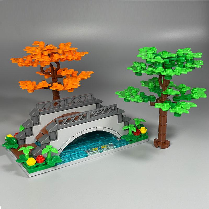 DIY Build Bricks Bridge River Water Lake Grove Jungle Brook Scene Farm View Village Scene City Model Accessories Constructing Modules