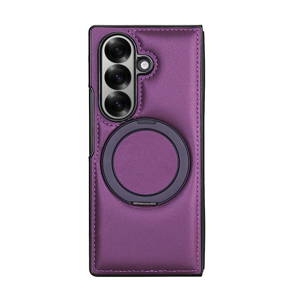 Luxury Business Sle Solid Color Leather Pattern Magnetic Stand Phone Case for Samsung Galaxy Z Fold 7 6 5 4 3 Protection Cover