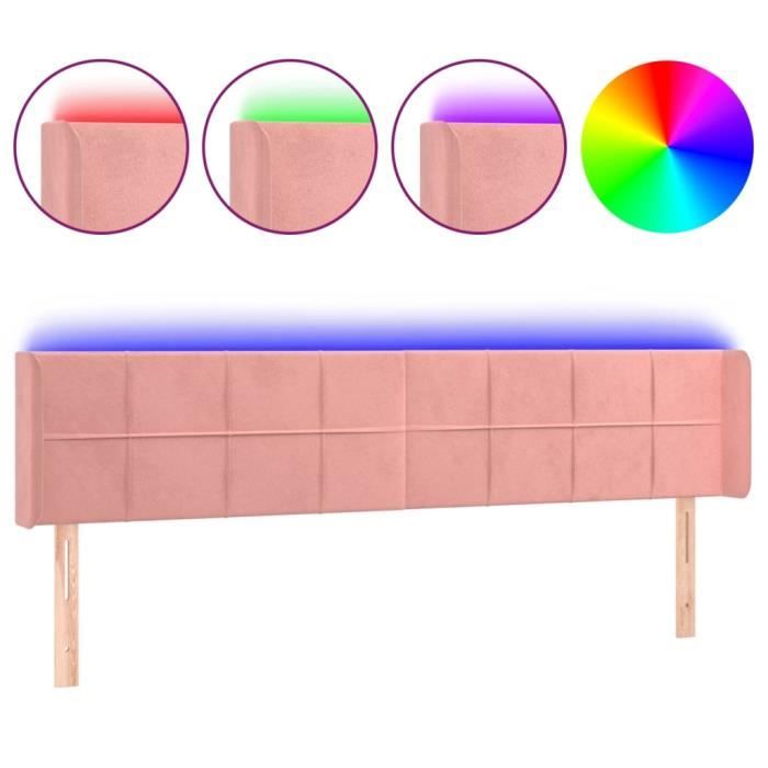 3123301 vidaXL LED Headboard Pink 183x16x78-88 Cm Velvet