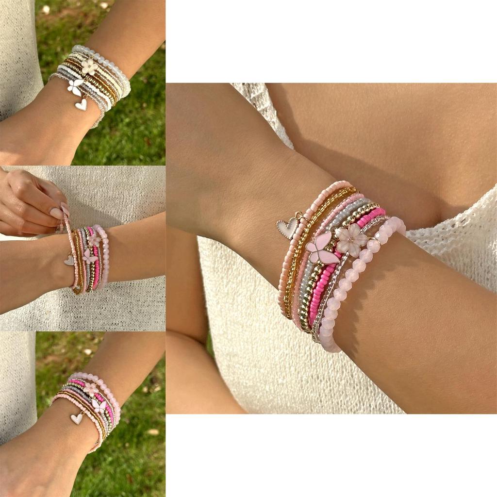 Boho Butterfly Charm Jewelry Set With Glass Beads For Womens Casual Style