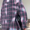 Kariertes Hemd Frühling Herbst Frauen Vintage Langarm Mode Lose Revers Tasche Hemd Fit Bluse Koreanischen Stil