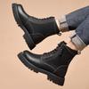 Winter Velvet Martin Boots Men's Thick-soled High-top American Retro Leather Boots Genuine Leather Tooling Zipper Warm Men's Shoes