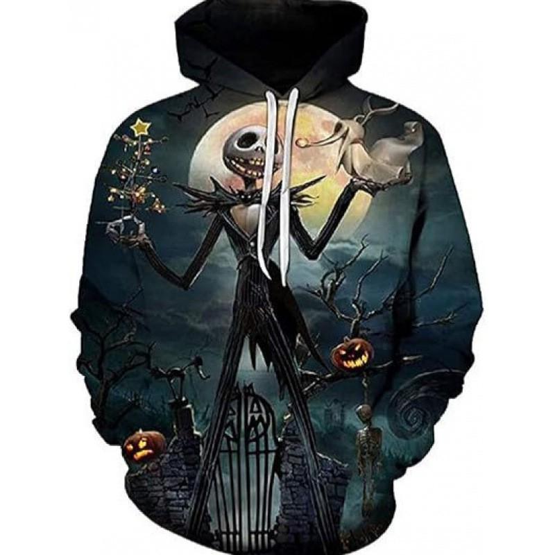 Halloween Jack Sally 3D Print Hoodie Unisex Christmas Casual Sweatshirt
