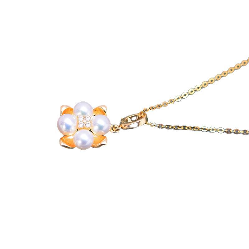 Hochelastische Süßwasserperlen-Anhänger-Halskette, 5-6 mm, mit S925 Silberkette