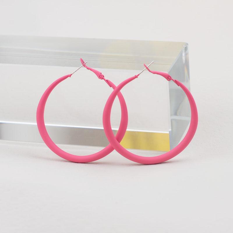 Fashion New Women's Hoop Earrings Red Pink Blue Green Smooth Loop Earrings for Female Exaggerated Ear Zircon Unusual Earrings