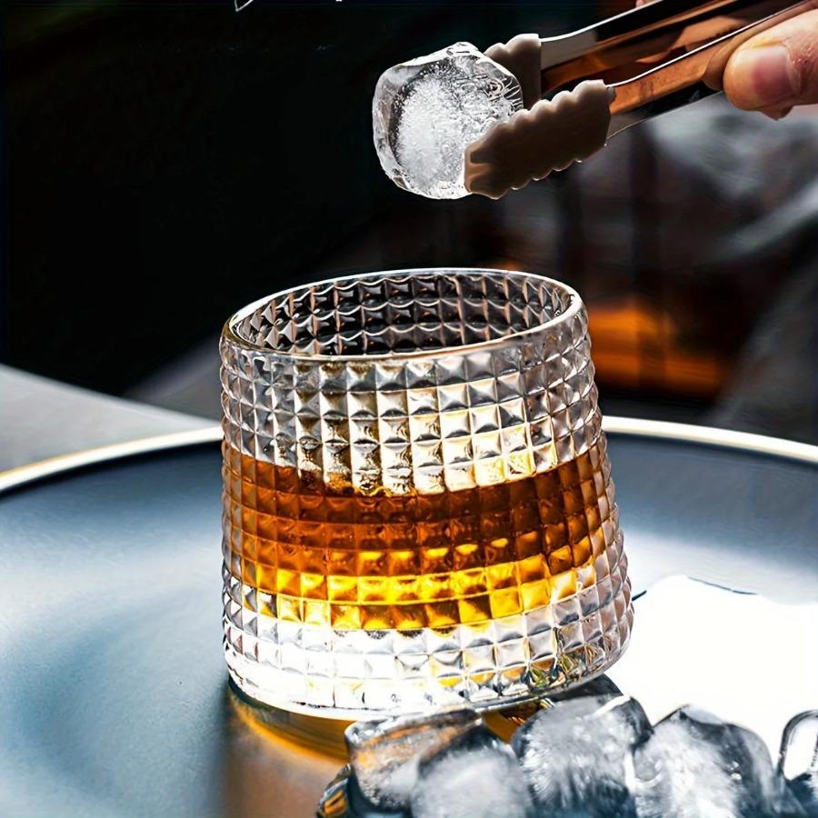 160ml Creative INS Rotating Whiskey Glass Tumbler Rotatable Fashioned Glass Cup Barware Old Fashioned Wine with Wooden Base Cups