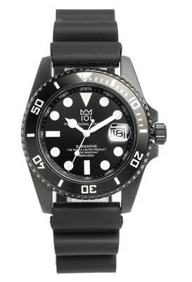 Hyakuichi Quarzuhr Datumsanzeige 20 ATM Wasserdichte Uhr [HYAKUICHI 101] Nr.1 Taucheruhr HYAKU1-001 (Schwarzer Gummi)