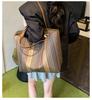 Commuter to work large-capacity bag women's 2025 new trendy fashion high-end portable shoulder bag striped tote bag