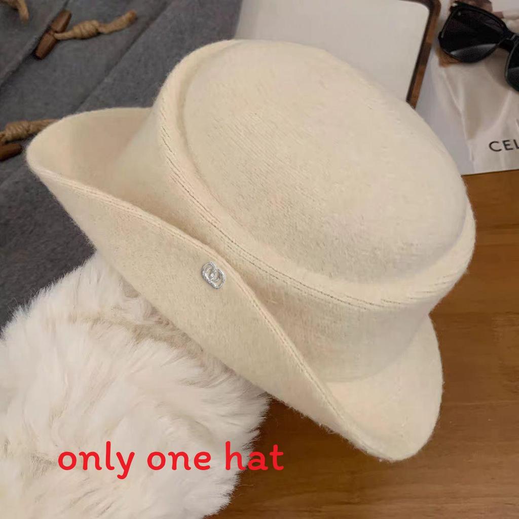 Womens Round Top Dress Hat With Waterproof And Windproof Design For Fall And Winter белый