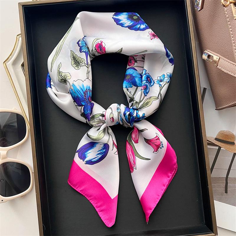 

70*70cm 2025 New Fashion Silk Scarf Bandana Women Luxury Hair Bands Square Scarves Neck Tie Bag Scarfs Satin Lady Wrap Headband 70X70CM