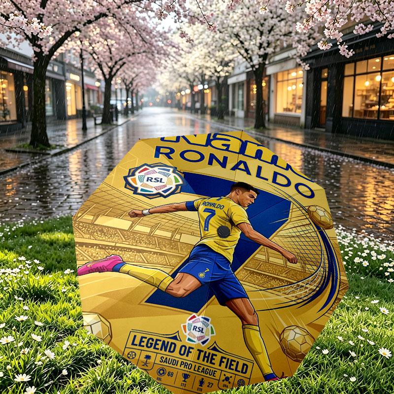 Parapluie Personnalisé Nom Cristiano Ronaldo Imprimé, Ouverture/Fermeture Automatique, Structure Robuste à 8 Baleines, Utilisation Quotidienne Camping Randonnée, Cadeau d'Anniversaire
