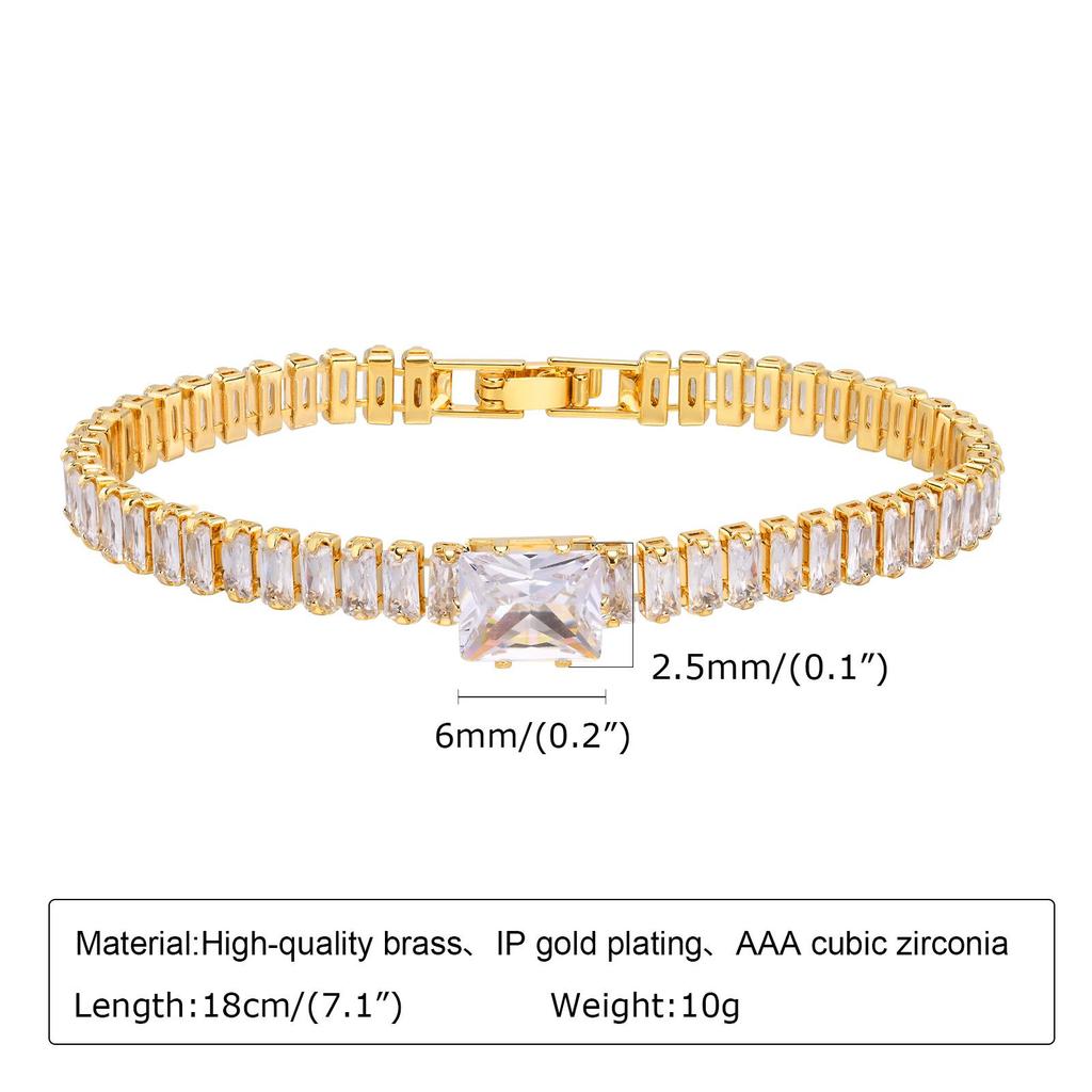 Bracciale a Catena Fermagli 14K Placcato Oro Zirconia Cubica Cinturino per Orologio Maglie Spesse Regolabile Impilabile Gioielli Per Donna Ragazza Regalo