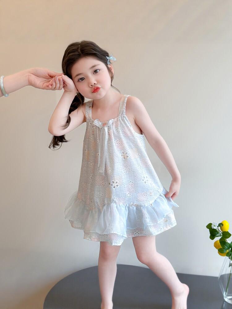 Girls' Lace Hollow Korean Style Dress - 2026 New Collection