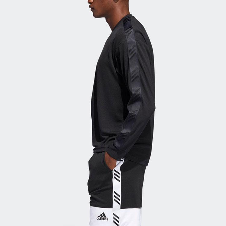 adidas Printed Logo Crewneck Long Sleeve T-Shirt Men Tops Black DU1037