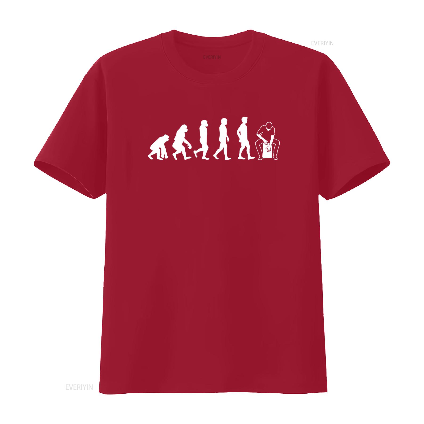 Evolutionary Cajon Drum Box Player T Shirt for Teachers Unique Design Comfortable Fit vintage Washed streetwear Slightly S