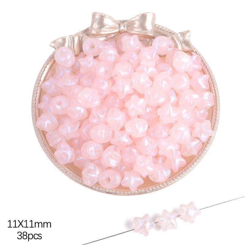 Iridescent Acrylic Pentagram & Peach Heart Beads for DIY Jewelry Making